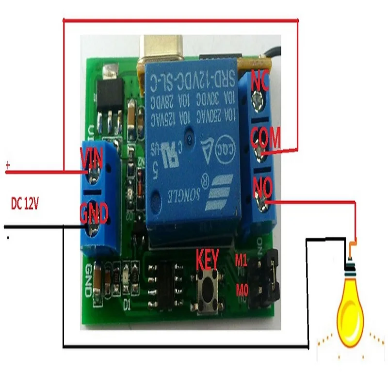 Učenie Kód 1 Kanálový Prijímač Odkladu Relé Spínač+EV1527 2Key Bezdrôtový 433M Veľkú Silu Pre LED Smart Home