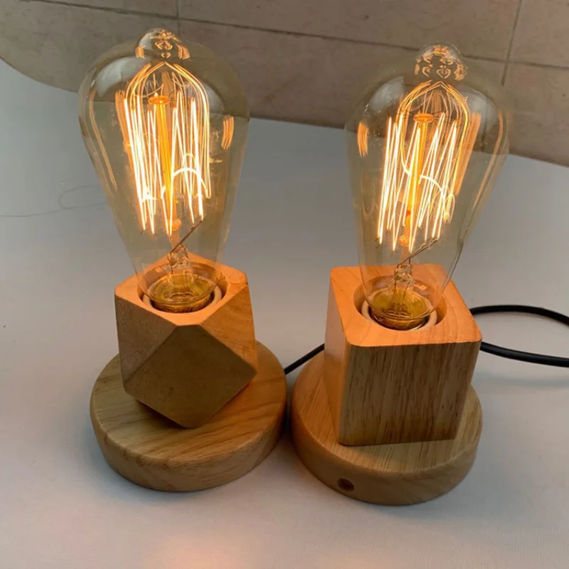 Retro Dreva objímky Klasická Stolná Lampa Základne EÚ Plug Nočná Lampa Domáce Dekorácie Osvetlenie Príslušenstvo