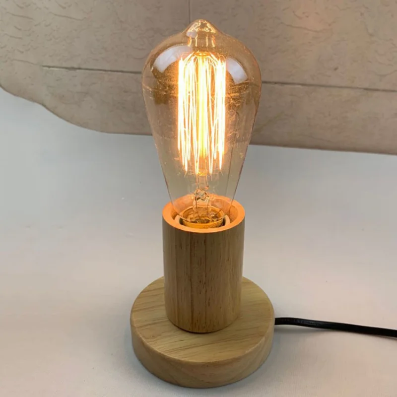 Retro Dreva objímky Klasická Stolná Lampa Základne EÚ Plug Nočná Lampa Domáce Dekorácie Osvetlenie Príslušenstvo