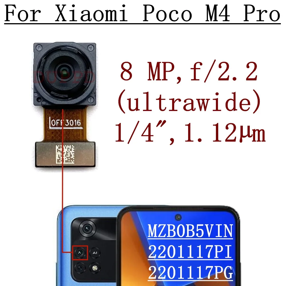 Pôvodný Big Zozadu Predná Kamera Pre Xiao Poco M4 Pro 2201117PI, 2201117PG Späť Hlavné Zadnej strane Fotoaparátu Telefónu Flex Kábel Časti