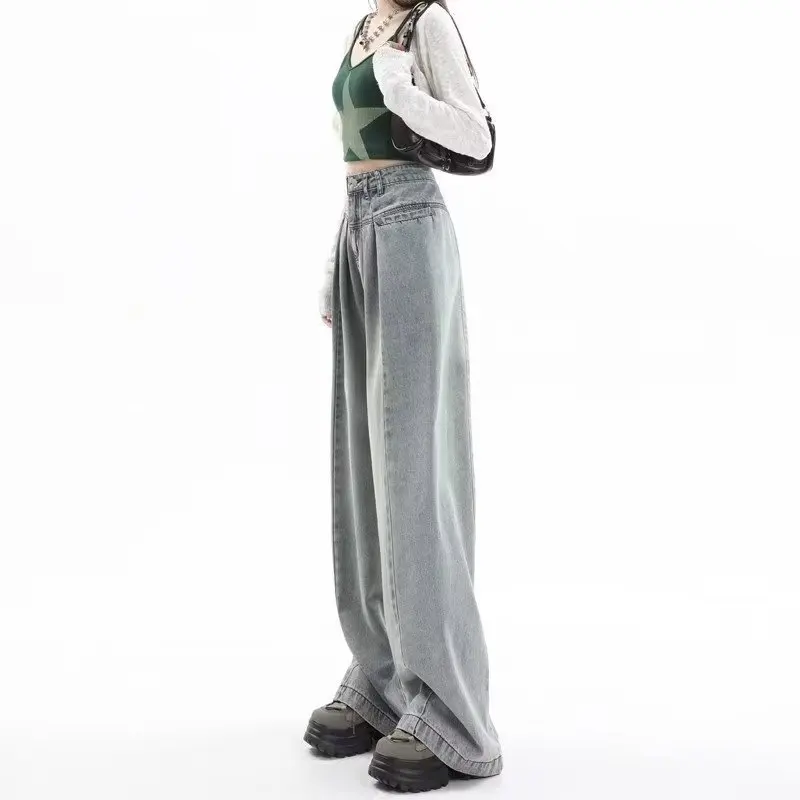 Letné dámske Džínsy Neforemné Vysoký v strede zúžený Širokú Nohu, Nohavice kórejský Vintage Streetwear Módy Y2k Voľné Hip Hop Nohavice 2023 NOVÉ
