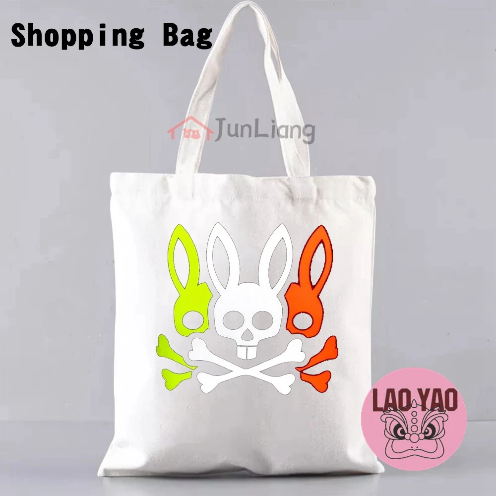 2023 Nové Psycho Bunny Nákupní Taška Tote Taška pre Ženy, Plátené tašky Anime Tote Bag Cartoon Eko Taška Ženy