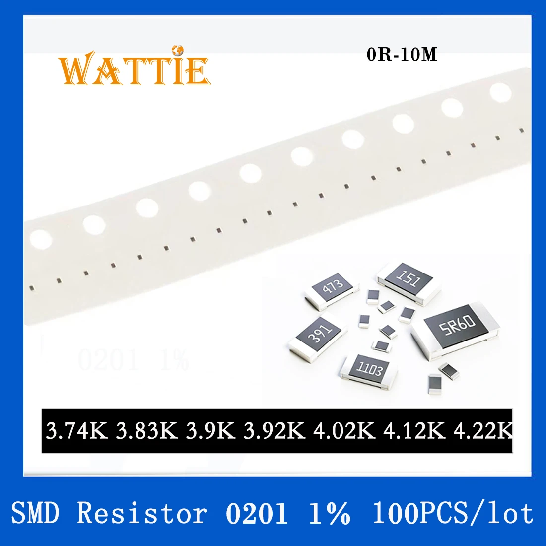 SMD Rezistora 0201 1% 3.74 K 3.83 K 3.9 K 3.92 K 4.02 K 4.12 K 4.22 K 100KS/veľa čip odpory 1/20W 0.6 mm*0,3 mm