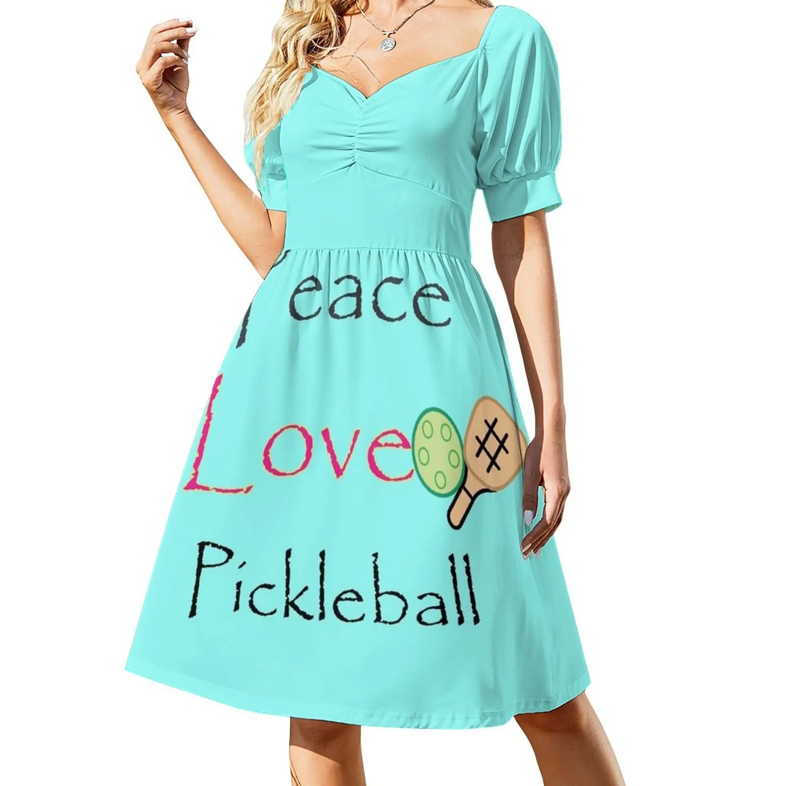 Pickleball tričko, Pokoj, láska náleve, zábavné Pickleball, Pickleball vintage, Pickleball Vzory Šaty Oblečenie žien Prom šaty