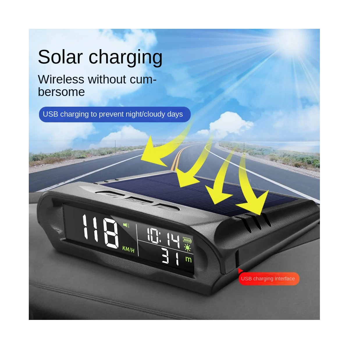 Univerzálny HUD X 98 Auto Solárne Digitálny Merač GPS Tachometer prekročenia rýchlosti Alarm, Vzdialenosti, Nadmorskej výšky Head Up Display