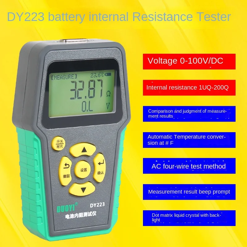 DUOYI DY223 Lítiové Batérie, Vnútorný Odpor Tester Napätia Automobilov Diagnostika Instrument Digital autobatérie Analyzer