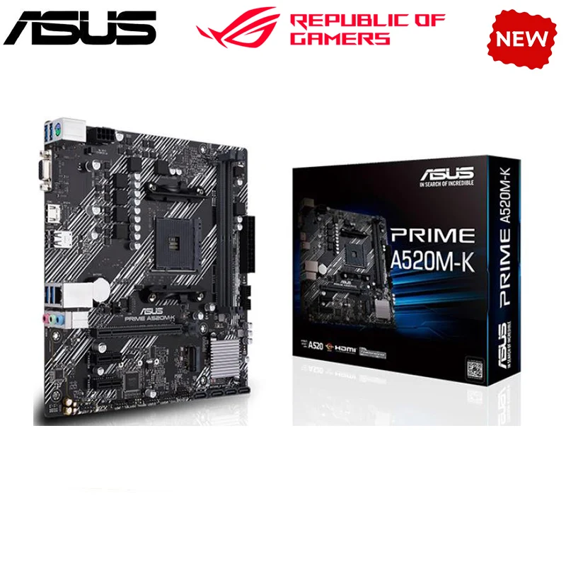 AMD PRIME A520M-K Zásuvky AM4 Doske DDR4 64GB PCI-E 3.0 M. 2 64GB Ploche Doske AM4 Ryzen CPU Overlocking Ryzen 5000