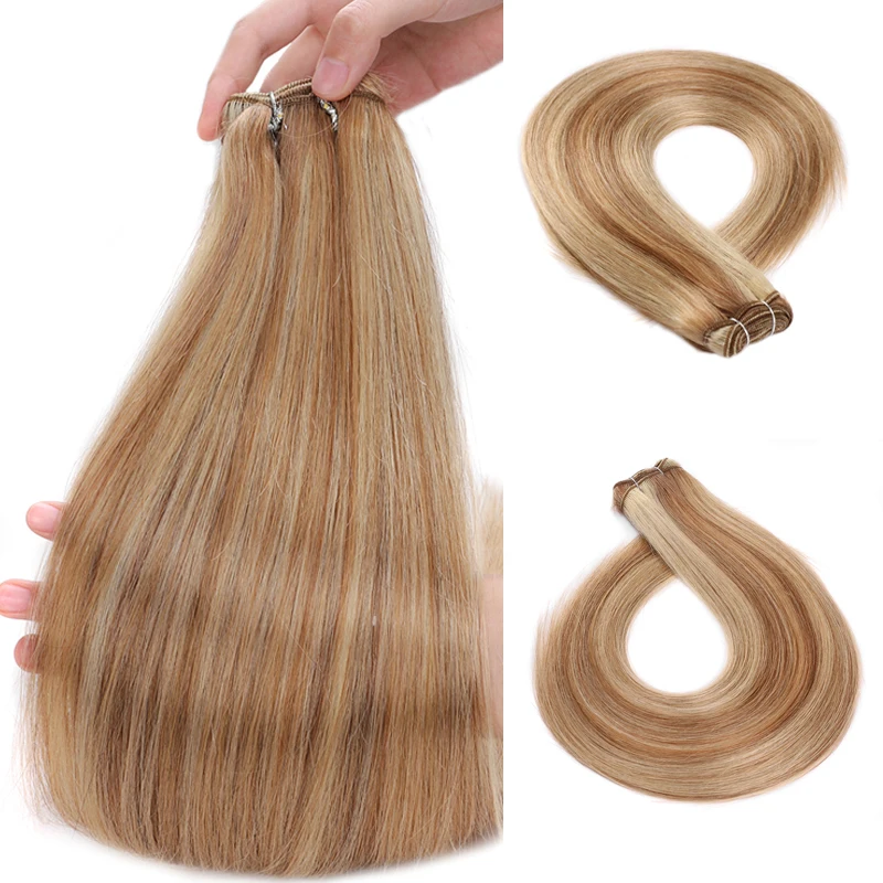 Zvýraznite Zväzky Ľudské Vlasy Rovné Európskej Medová Blond, Hnedá Zväzok Externsions Ľudské Vlasy Zväzky Dvojitý Útok 28 inch