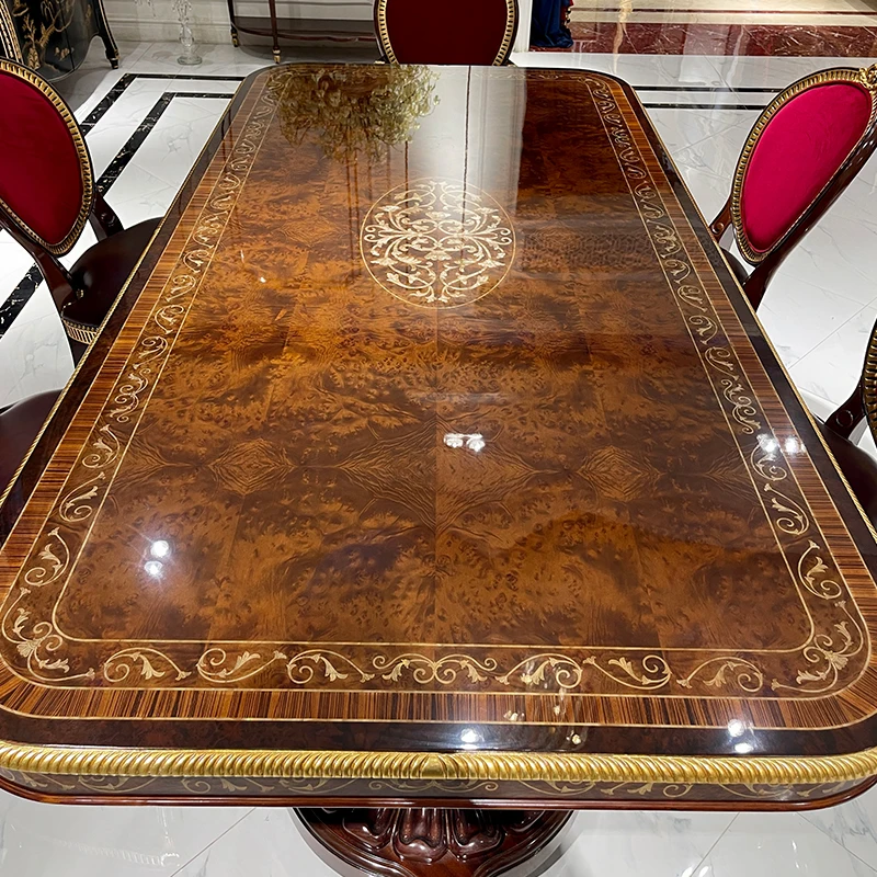 Európska masívneho dreva jedálenský stôl Amerického obdĺžnikový domov jedálenský stôl a stoličky zmes luxusný apartmán veľký jedálenský tabl