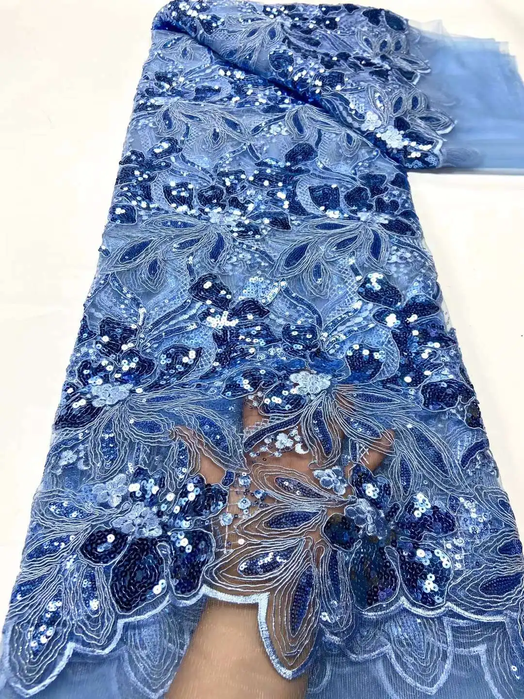 Luxusný 3D bluie Lesk Afriky francúzsky Oka Textílie, Čipky 2023 Vysoko kvalitného tylu oka čipky Nigérijský Svadobné šaty čipky ženy