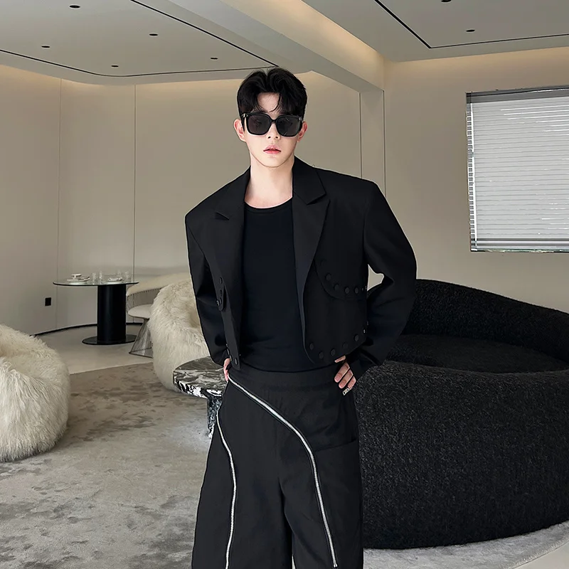 SYUHGFA 2023 Jeseň kórejský Luxusné Muž Blejzre Klope Krátke Štýl Bunda Náter Farbou Elegancie Mužov Nika Dizajn Oblek