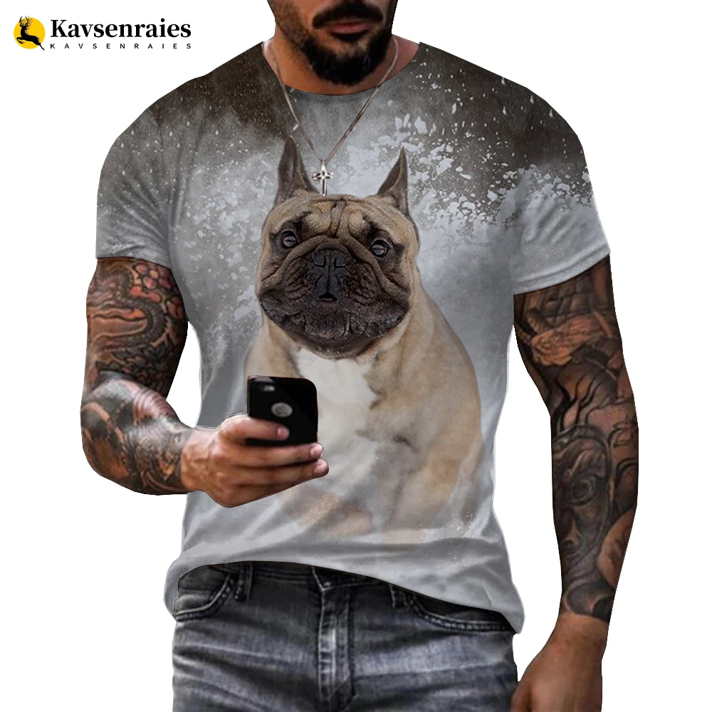 Zviera francúzsky Buldog 3D Vytlačené T-shirt Muži Ženy Letné Módy Bežné Krátky Rukáv Harajuku Streetwear Nadrozmerné Topy 6XL