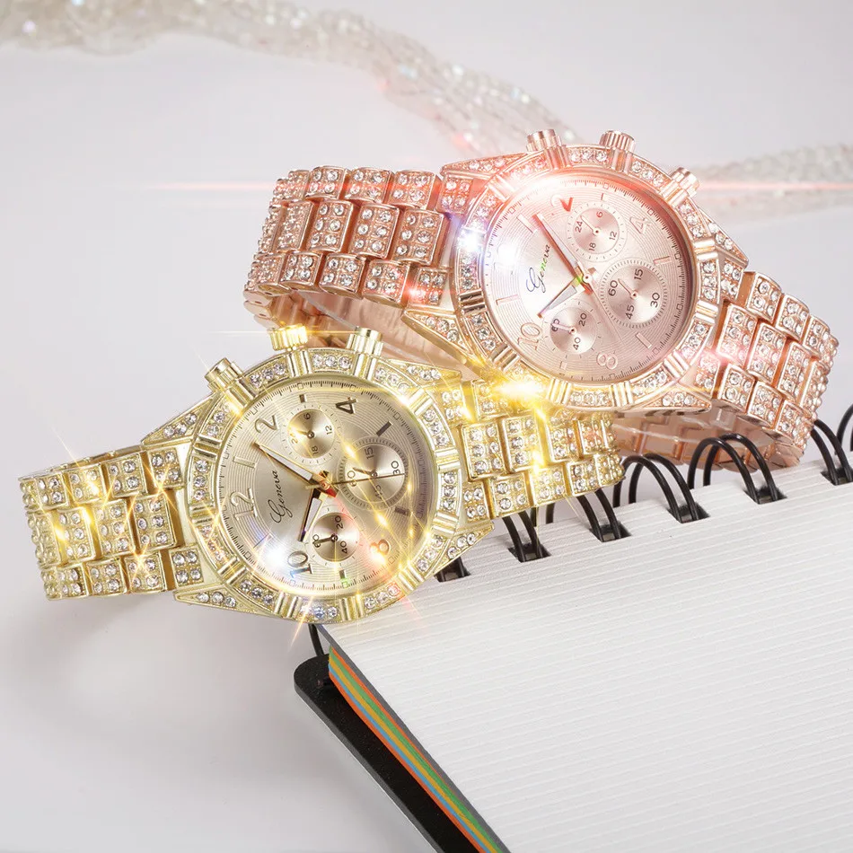 Móda Nehrdzavejúcej Ocele Luxusné Ženy Crystal Quartz Analógové Náramkové Hodinky dámske Náramkové hodinky Žena Hodinky Hodinky Pre Ženy Móda