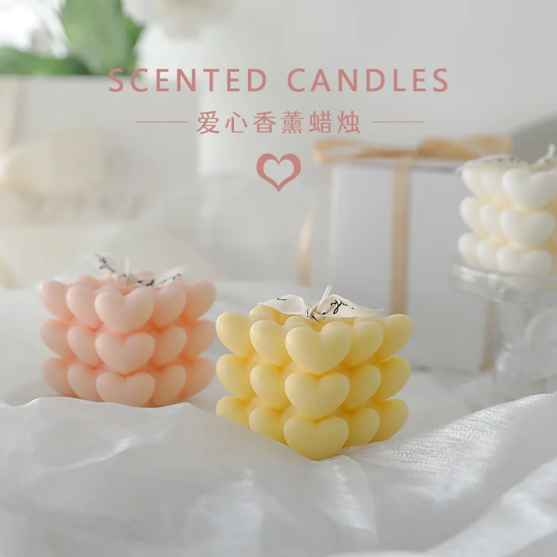 Kreatívne Valentína darček v tvare Srdca geometrické vonné sviečky domáce dekorácie, ozdoby, svadobné dary narodeninové sviečky