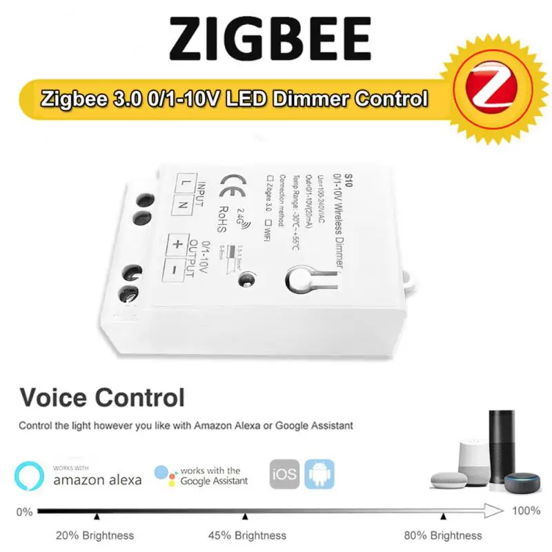 1~5 KS ZigBee 3.0 Svetla LED Stmievač Radič AC100-270V 0-10V 1-10VSmart Domov APLIKÁCIE pre Smartthings Tuya Hub Echo Plus Alexa