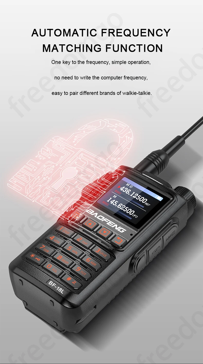 Baofeng UV-18 L Typ-C Nabíjanie One Touch Search Frekvencia Multimode Skenovanie Radio Štyri Kapely Walkie-Talkie