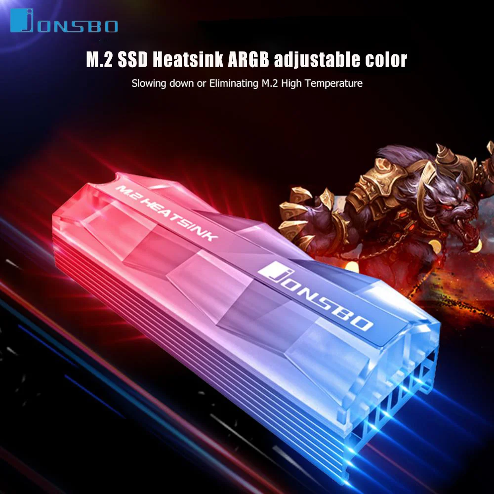 Jonsbo M2 2280 SSD Hliníkový Chladič M2 Farebné Osvetlenie Tepelná Podložka Pre NVMe NGFF 2280 Jednotky Desktop PC Doska ps5