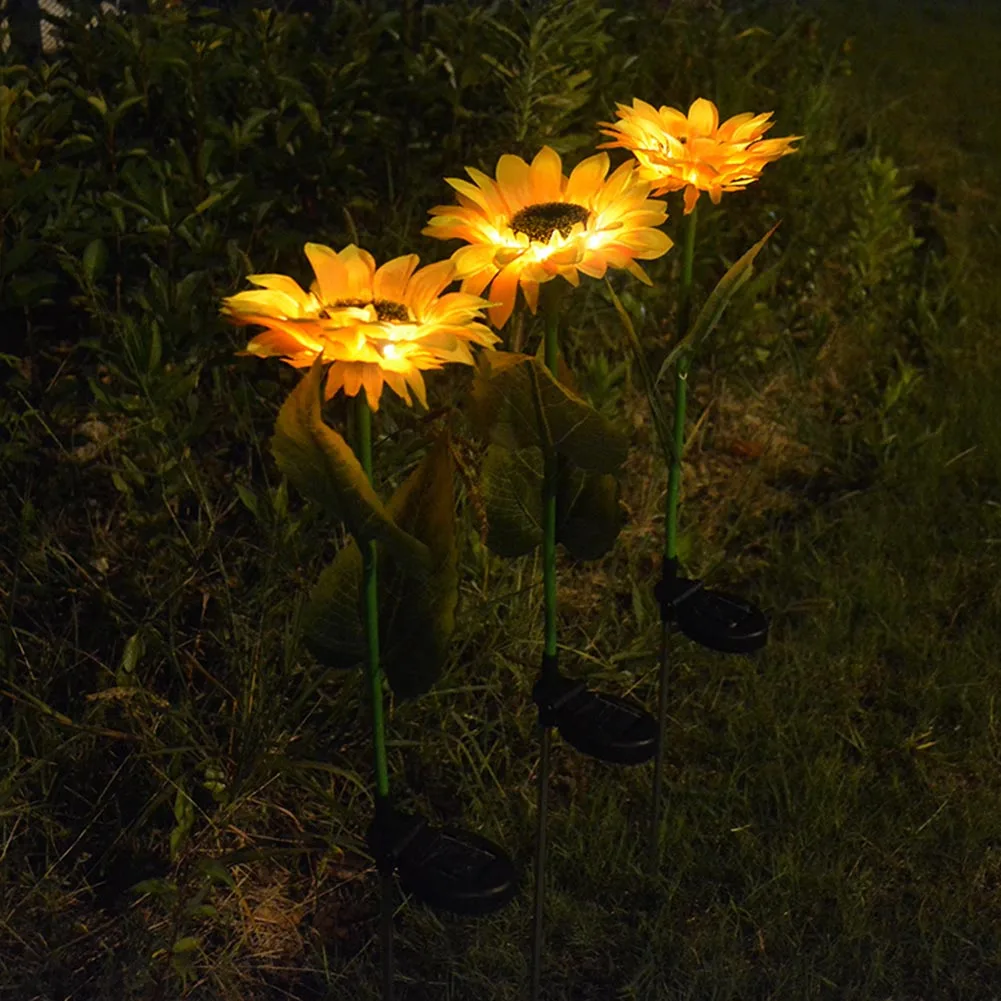 2 ks Solárne LED Slnečnice Svetlá Žltá Záhrada Nepremokavé Vonkajšie Dvore Cesta Trávnik Svetla Teplé Biele Svetlo, Záhradné Dekorácie