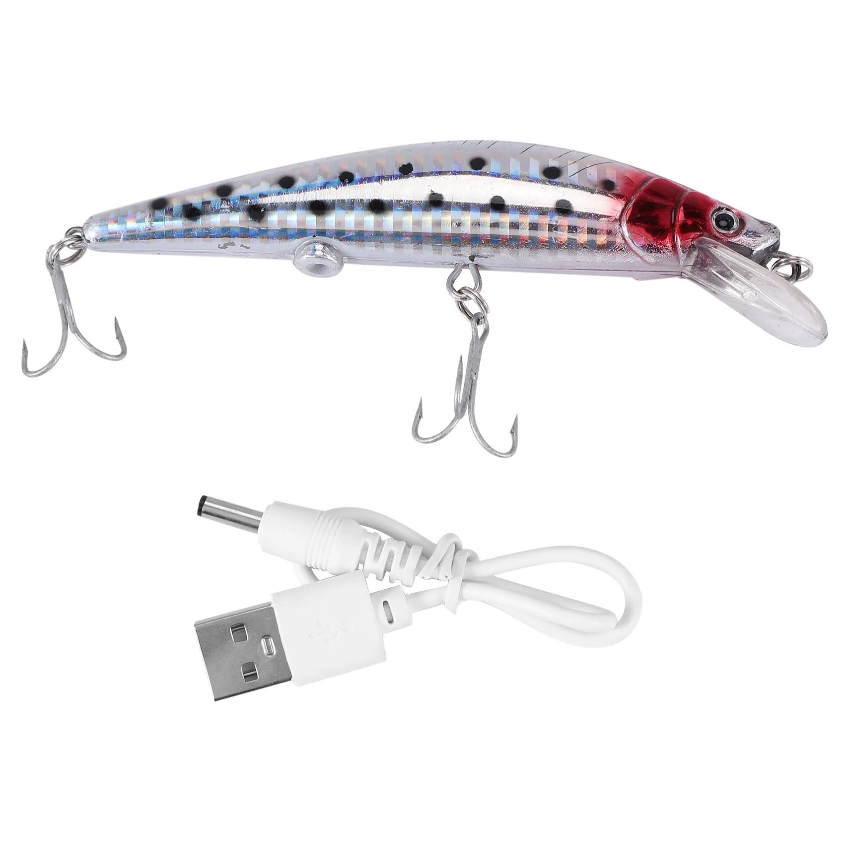 USB Nabíjateľné LED Zášklby Ryby Lákať Elektrické Návnadu Život-Ako Vibrovať, Rybárske Lure Trojité Zavesenie Elektronickej Rybárske Návnad
