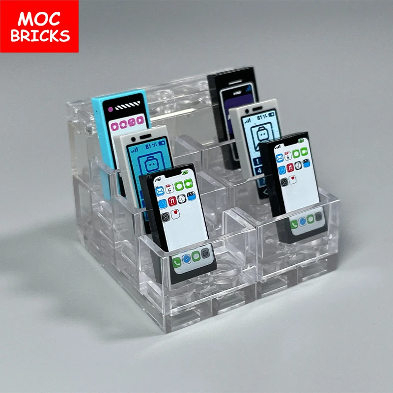 MOC Tehly Transparentné Mini Skrinka Displej Mobilného Telefónu Stojan Príslušenstvo Domu Dekorácie stavebným DIY Dieťa Hračky