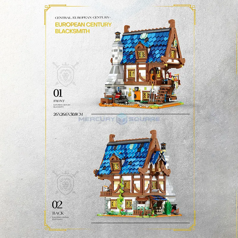 Kováč Domu Model Budovy MOC Bloky Európskej Stredovekej Storočia liatiny Obchod Modulárnej Architektúry Tehly Hračka Darček Deti