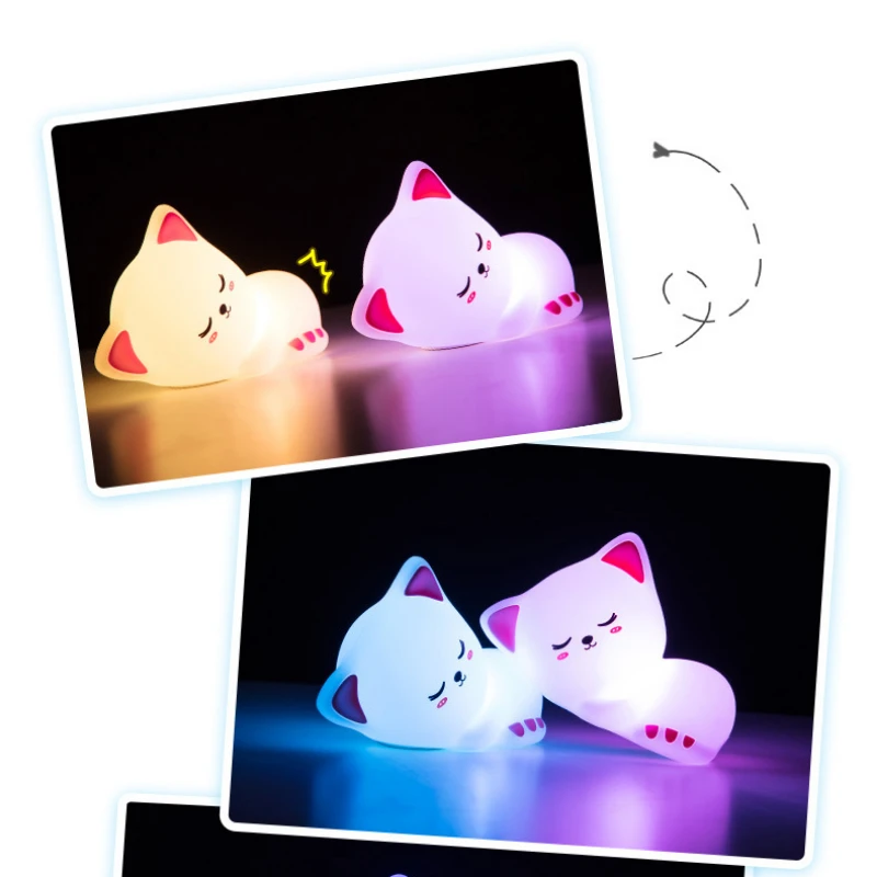 Roztomilé Mačka Nočné Svetlo Kitty Nočné Svetlo detská Izba Multicolor LED Mačka Lampa Nočného Darček Dospelých Žien, Mladistvých, Baby, Deti, Dievčatá