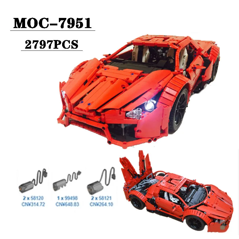 Stavebným MOC-7951 Supercar 2797PCS Elektrické Diaľkové Ovládanie Ťažké Spojov Toy Model Darčeky pre Deti a Dospelých