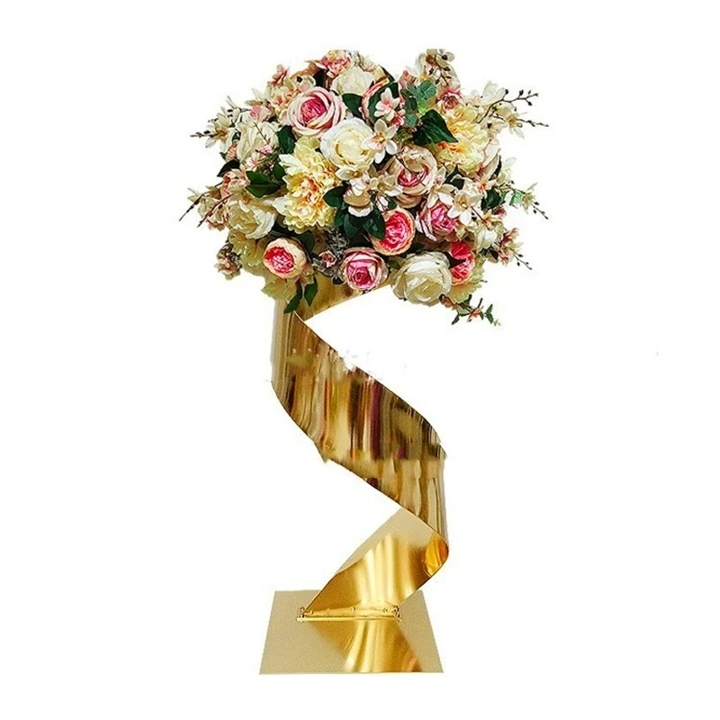 5 KS Zlatý Kvet Cesty Vedú Kovové Svadobný Stôl Centerpieces Prípade Party Domov Hotel Dekorácie