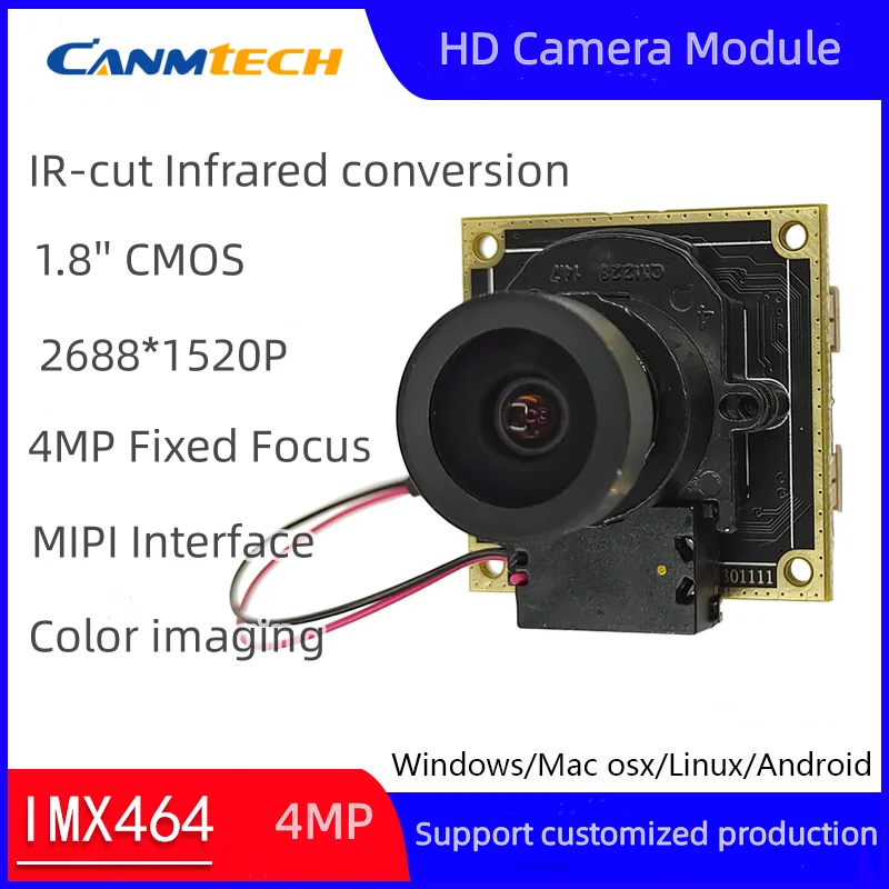 4MP Pevné Zaostrenie IMX464 HD IR-CUT Infračervené Konverzie Fotoaparát Koaxiálny Modul Farba MIPI Rozhranie