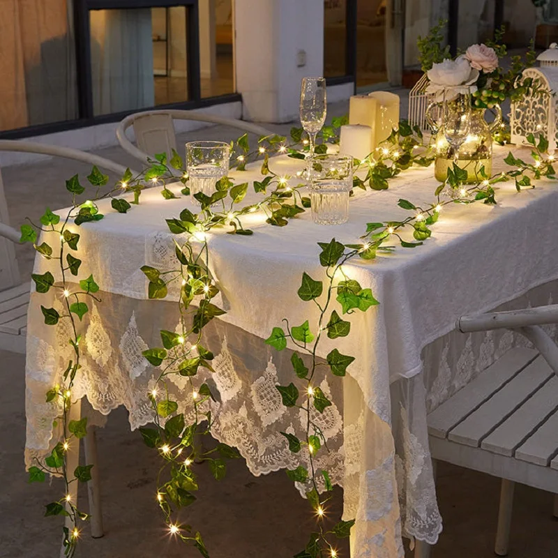 Vonkajšie Solárne Napájanie Viniča String Svetlo Umelé Ivy Záhrada Lampa 100 LED Víla Svetelný Záves Vianočné Girlandy Weding Domova
