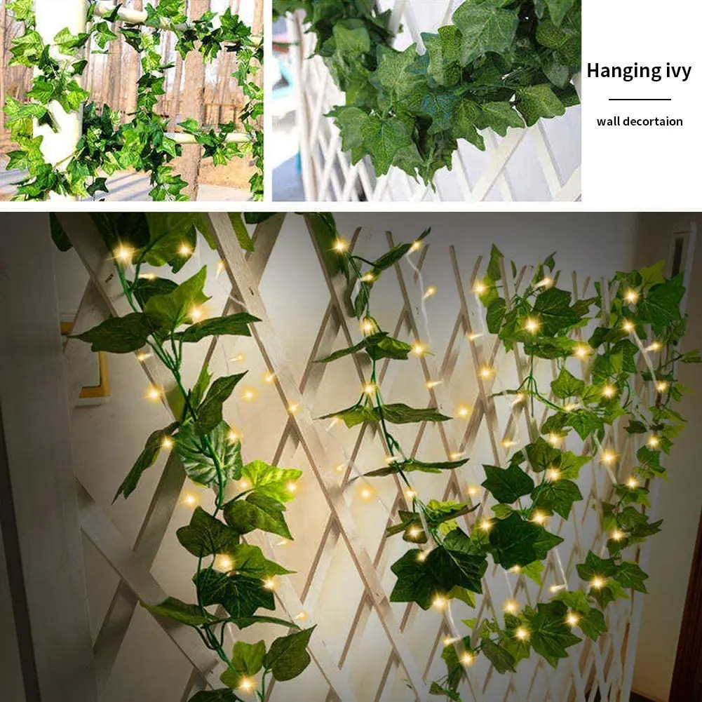Vonkajšie Solárne Napájanie Viniča String Svetlo Umelé Ivy Záhrada Lampa 100 LED Víla Svetelný Záves Vianočné Girlandy Weding Domova