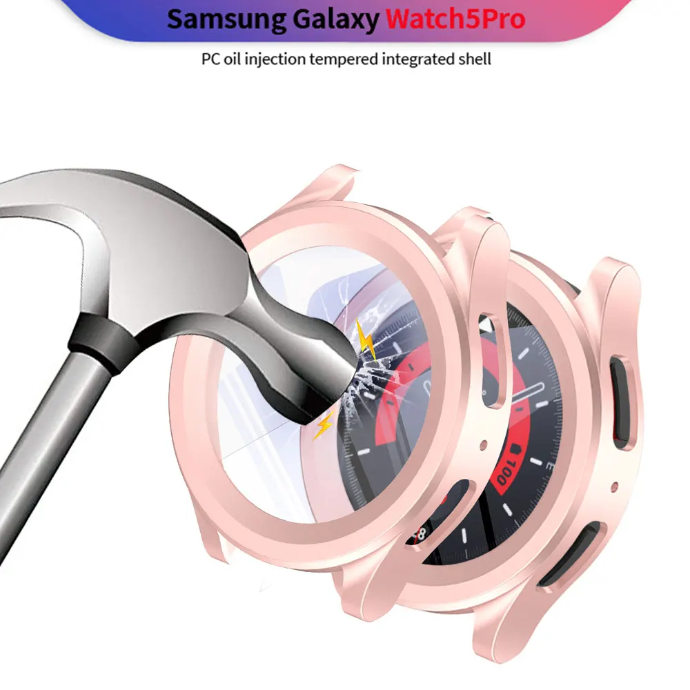 PC Sledovať Prípade + Sklo Fólia Pre Samsung Galaxy Watch 5 Pro Soft Obrazovke Ochrany Ultra-Tenké Chránič Kryt Plášťa Nárazníka Prípadoch