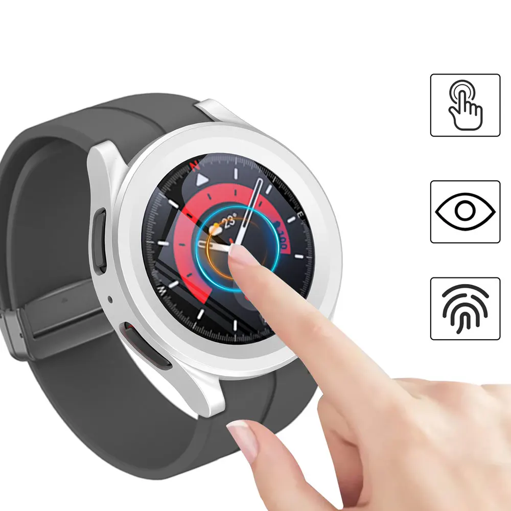 PC Sledovať Prípade + Sklo Fólia Pre Samsung Galaxy Watch 5 Pro Soft Obrazovke Ochrany Ultra-Tenké Chránič Kryt Plášťa Nárazníka Prípadoch