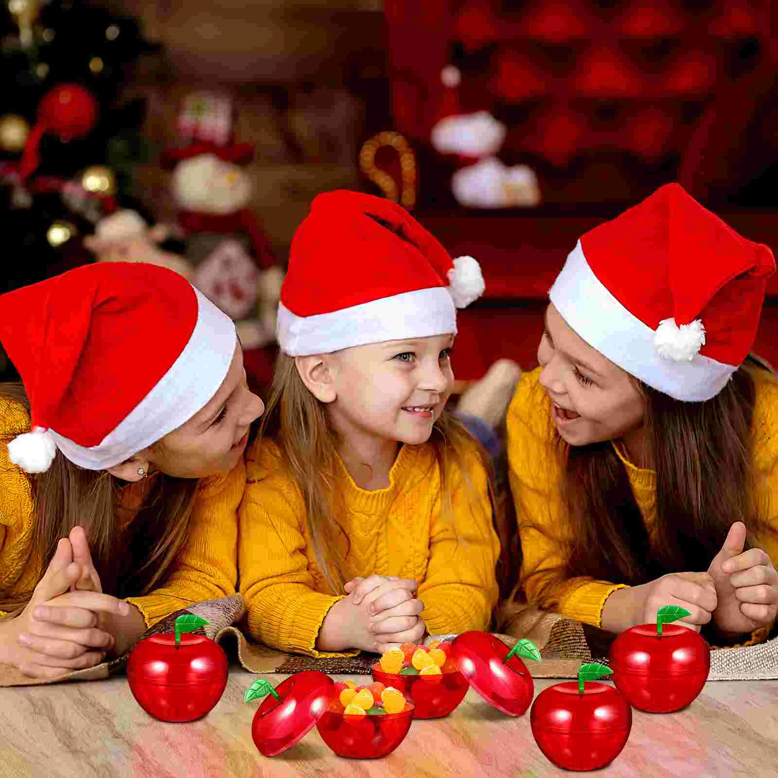 12 Ks Candy Apple Box Kontajner Strany Vianočný Darček Decor Party Láskavosti Plastové Nádoby Deti Dieťaťa