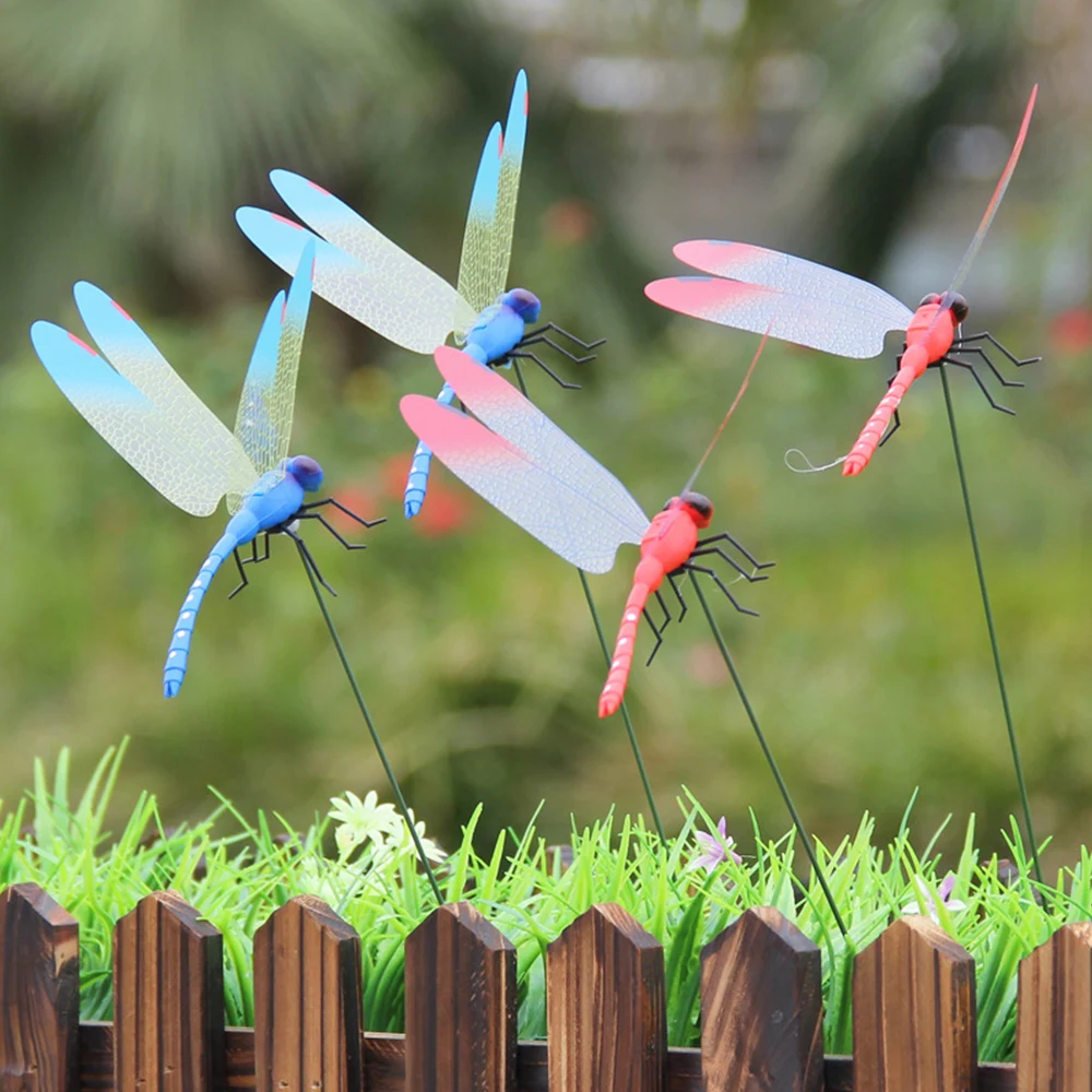 10PCS Záhrada Dvore Art 3D Dragonfly Vkladov Decoracion Vonkajšie Záhradné Dekorácie Kvet Usporiadanie Príslušenstvo Vklad