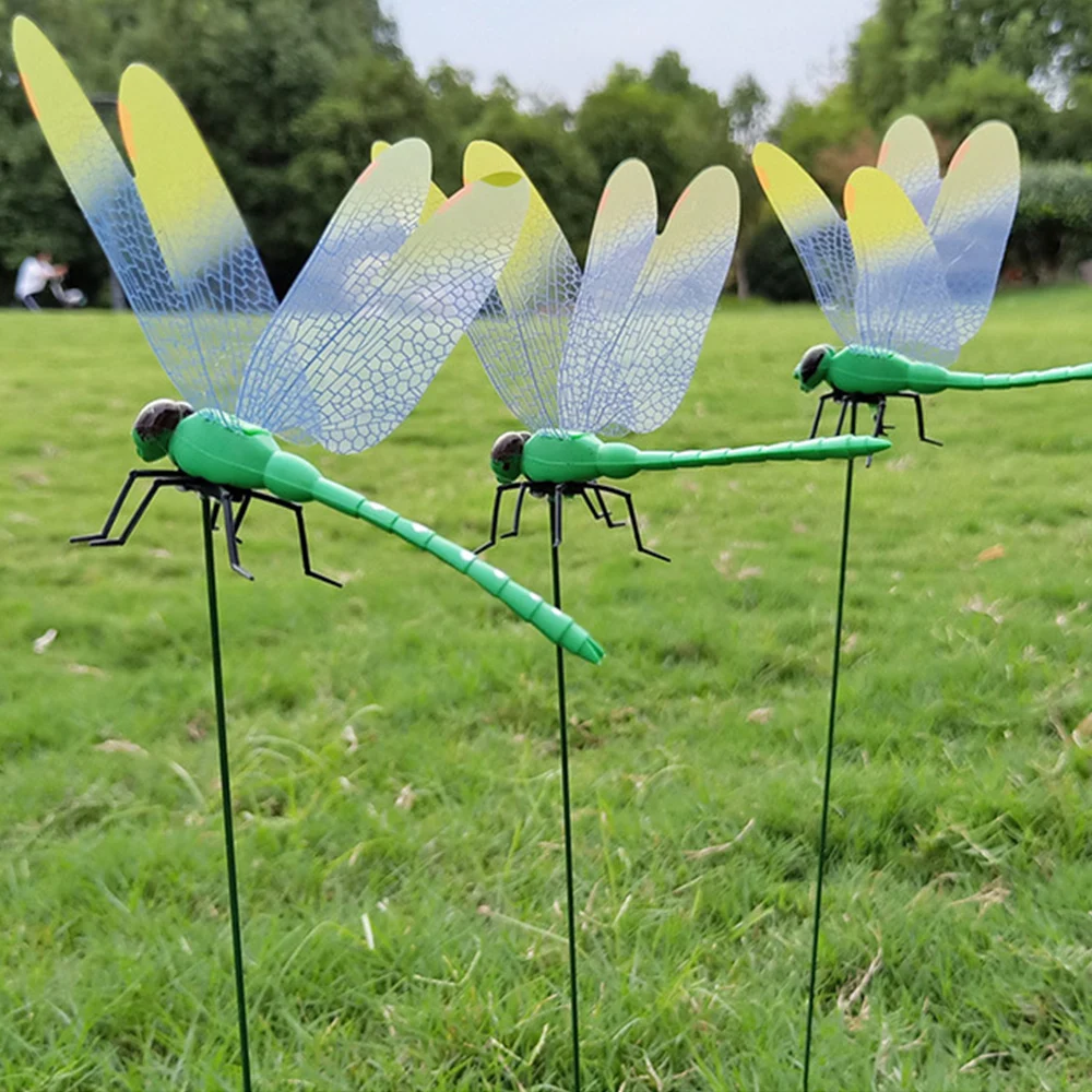 10PCS Záhrada Dvore Art 3D Dragonfly Vkladov Decoracion Vonkajšie Záhradné Dekorácie Kvet Usporiadanie Príslušenstvo Vklad