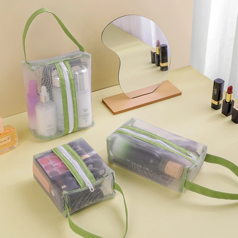 Transparentné Nylon Mesh Kozmetická Taška Ženy Cestovanie Prenosné Wash Bag Starostlivosti O Pleť Skladovanie Taška Tvoria Puzdro Veľkú Kapacitu, Ceruzka Taška