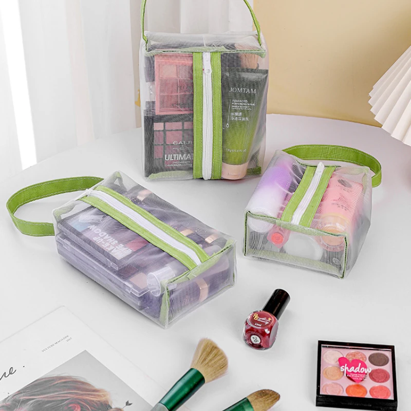Transparentné Nylon Mesh Kozmetická Taška Ženy Cestovanie Prenosné Wash Bag Starostlivosti O Pleť Skladovanie Taška Tvoria Puzdro Veľkú Kapacitu, Ceruzka Taška