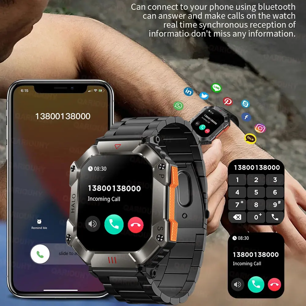 2023 Nové Odolné Vojenských Muži Smart Hodinky pre Apple Samsung Muži Hodinky Vodotesné IP68 620mAh Batérie Bluetooth Hovor SmartWatch
