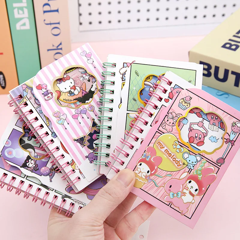 Cartoon Sanrio Hello Kitty Moje Melódie A7 Suchým Zipsom Flip Zvitku Knihy Roztomilý Dievča Srdce Mini Notebook Vzdelávania Študentov Denník Prenosné Knihy