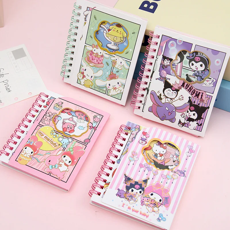 Cartoon Sanrio Hello Kitty Moje Melódie A7 Suchým Zipsom Flip Zvitku Knihy Roztomilý Dievča Srdce Mini Notebook Vzdelávania Študentov Denník Prenosné Knihy