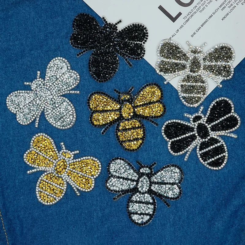 1Pcs Bee Vyšívané Škvrny Na Oblečení Drahokamu Dekor DIY Roztomilý Zvierat Škvrny Appliques Oblečenie T-shirt Handričkou Nálepky