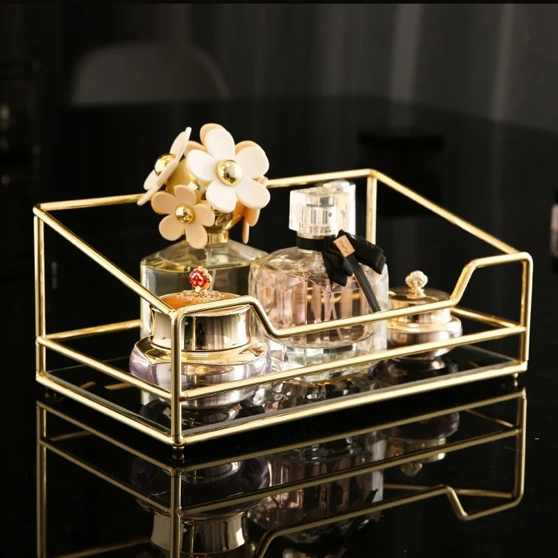 Veľká-Kapacita Kozmetické Úložný Box Ploche Dokončovacie Polica Nordic Luxusný Make-Up Organizátor Šperky Rúž Parfum Skladovanie Zásobník
