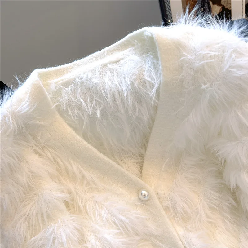 Jeseň Zima Žien Knitwear Cardigan Sveter Kabát tvaru Voľné Dlhý Rukáv Kožušiny Strapec kórejský Módne Dámy Knitwear Top