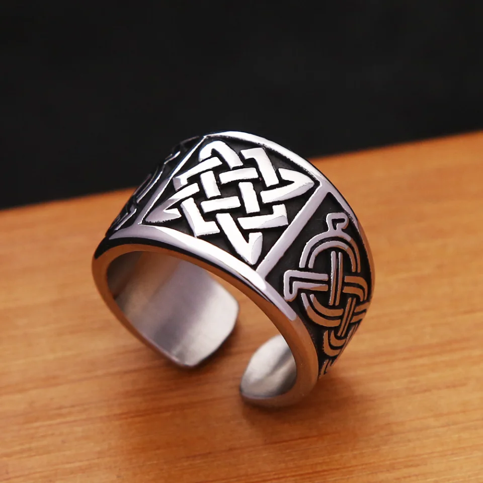 Nový Ročník Viking Keltský Uzol Krúžok Pre Mužov, Ženy Z Nehrdzavejúcej Ocele Biker Módne Jednoduché Otváranie Krúžky Amulet Šperky Veľkoobchod