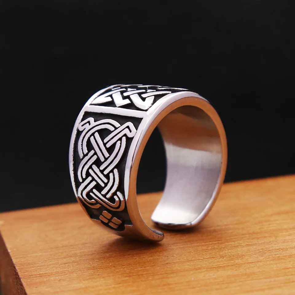 Nový Ročník Viking Keltský Uzol Krúžok Pre Mužov, Ženy Z Nehrdzavejúcej Ocele Biker Módne Jednoduché Otváranie Krúžky Amulet Šperky Veľkoobchod