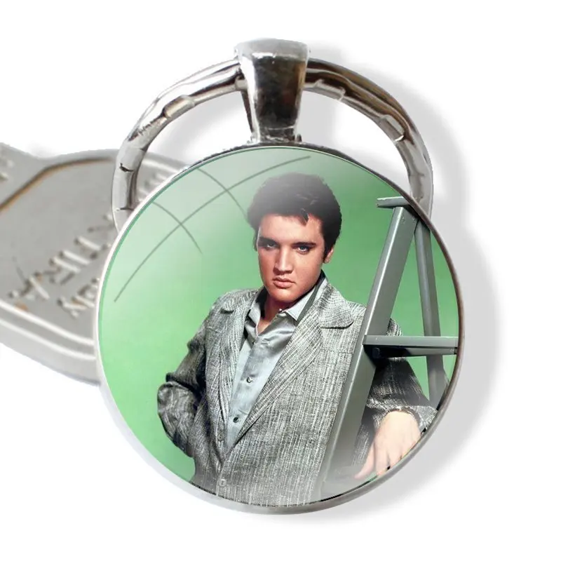 Sklo Cabochon Keychain Prívesok Auta, Kľúčenky Ručné Rock Rollu Elvis Presley