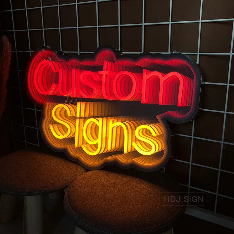 Vlastné Neónové Značky 3D Multi Layer Zrkadlo Neon LED Prihlásiť Izba Dekor Spálňa Party Dekor Stenu Neónové Svetlá Bar Klubová Atmosféra Svetlo