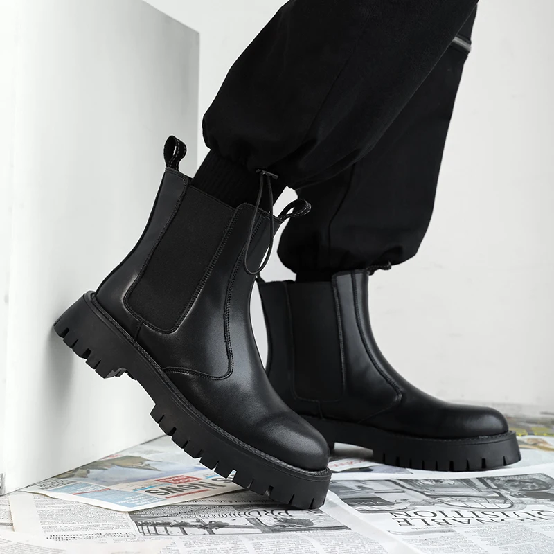 Pánske Chelsea Boots Kolo Prst Pohodlné Moderné Všestranné Priedušná Nosenie-odolný Vonkajší Platforma Topánky na Jar a na Jeseň