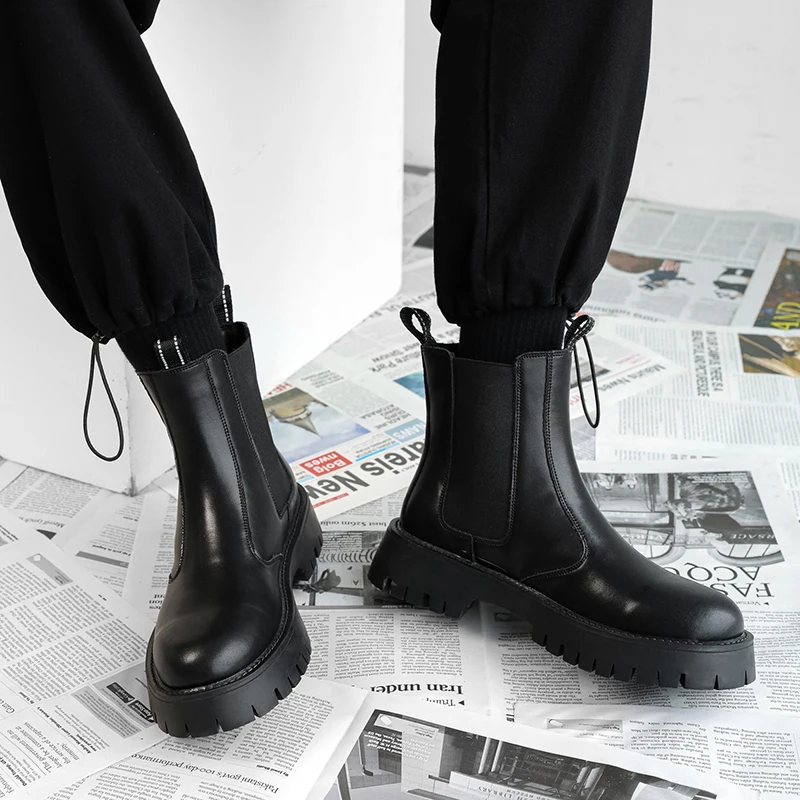 Pánske Chelsea Boots Kolo Prst Pohodlné Moderné Všestranné Priedušná Nosenie-odolný Vonkajší Platforma Topánky na Jar a na Jeseň
